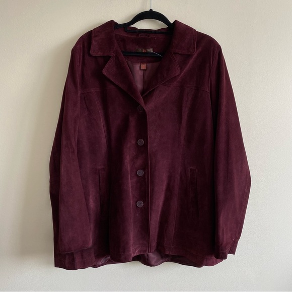 vintage danier suede burgundy lightweight jacket - Picture 5 of 11